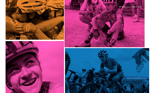 more than a race collage of women bike riders
