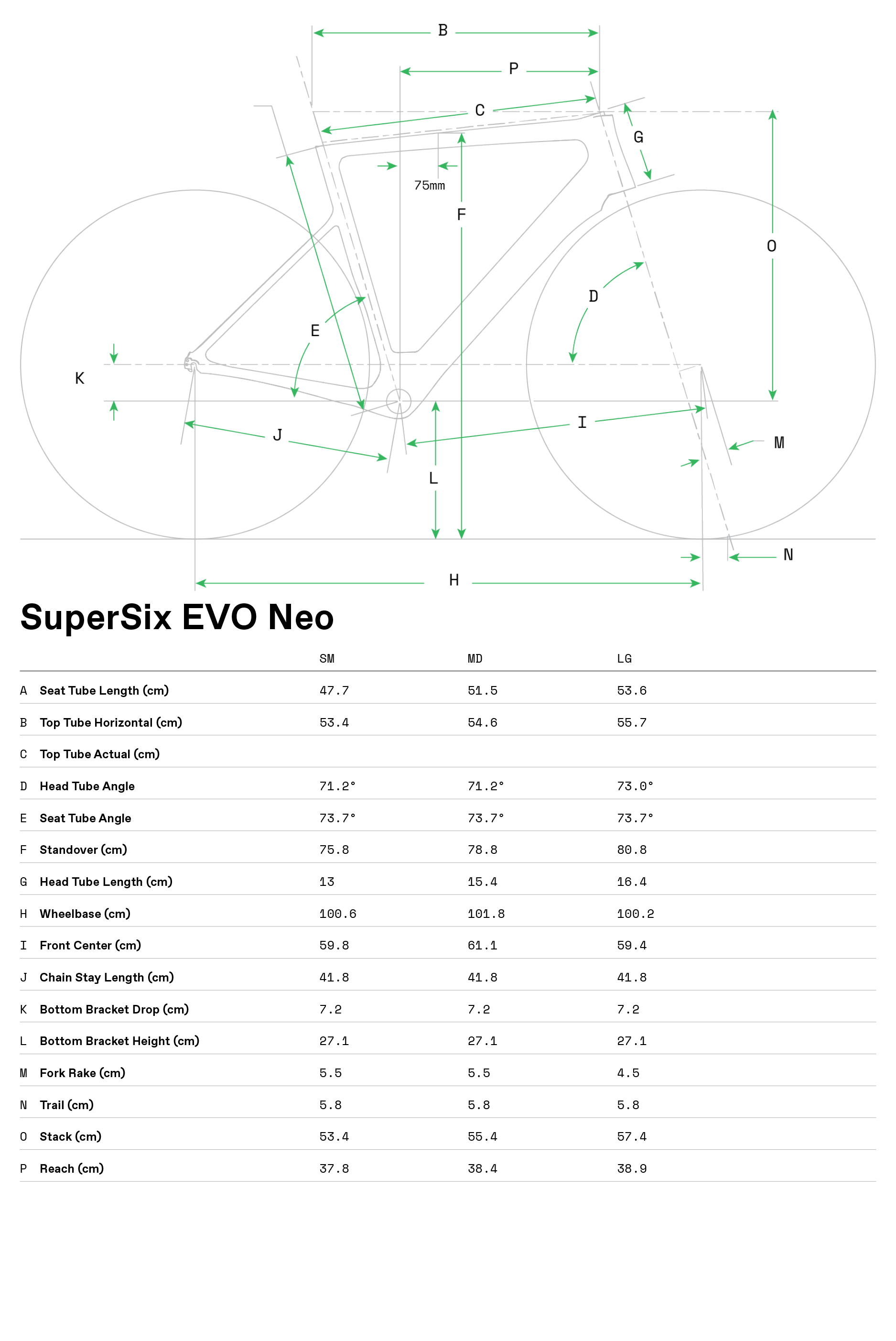 cannondale supersix evo 2020 size chart