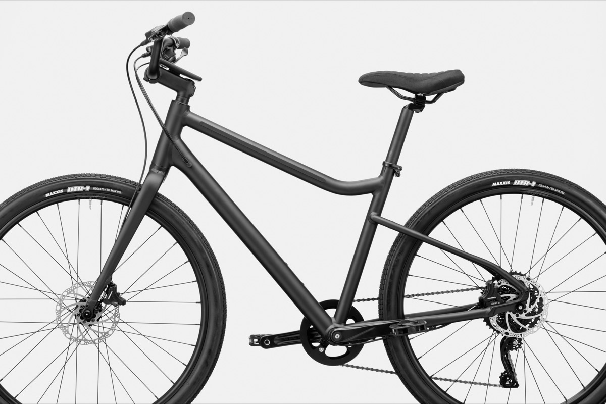 a black bicycle with a black seat