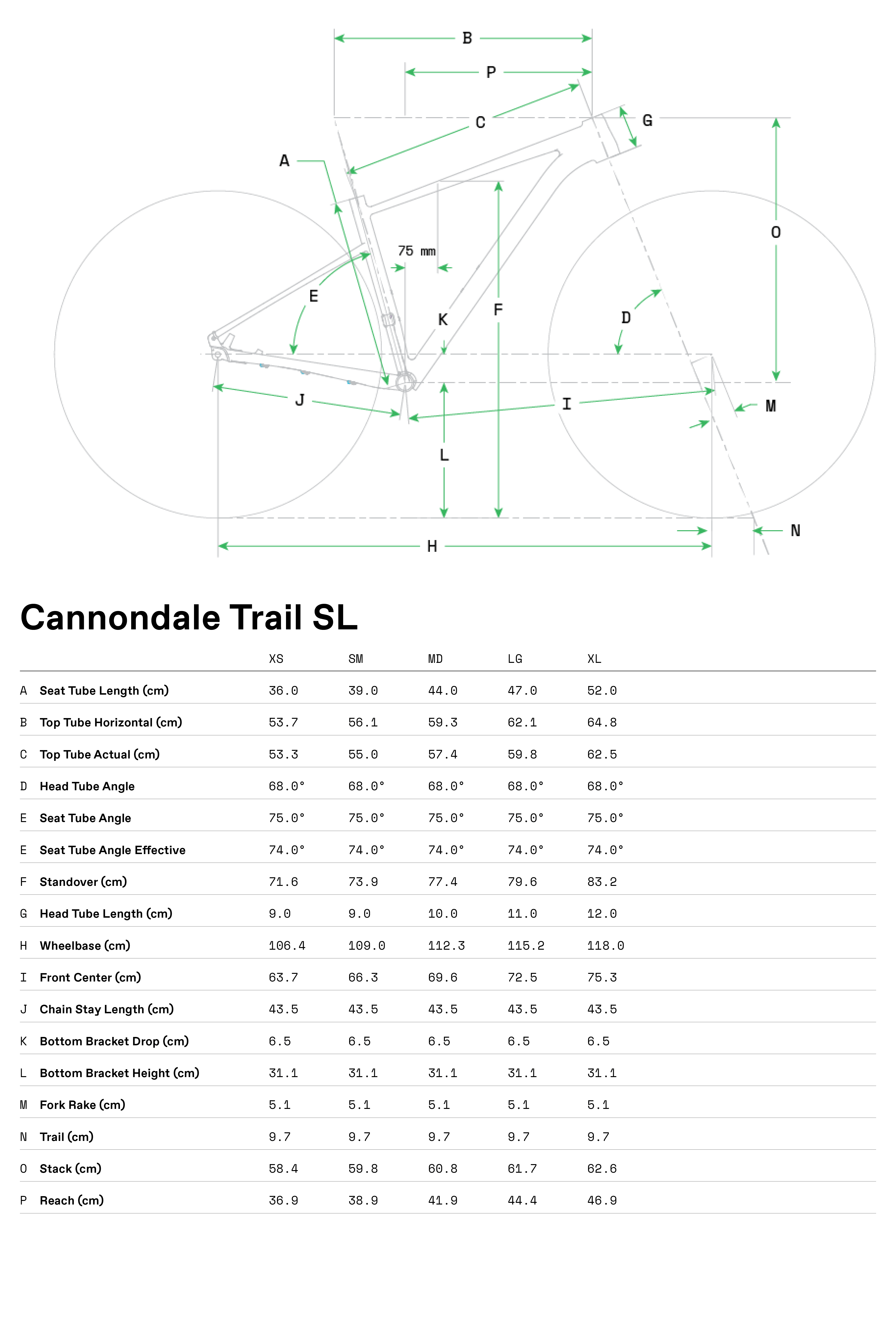 Cannodale Trail SL - Geometria