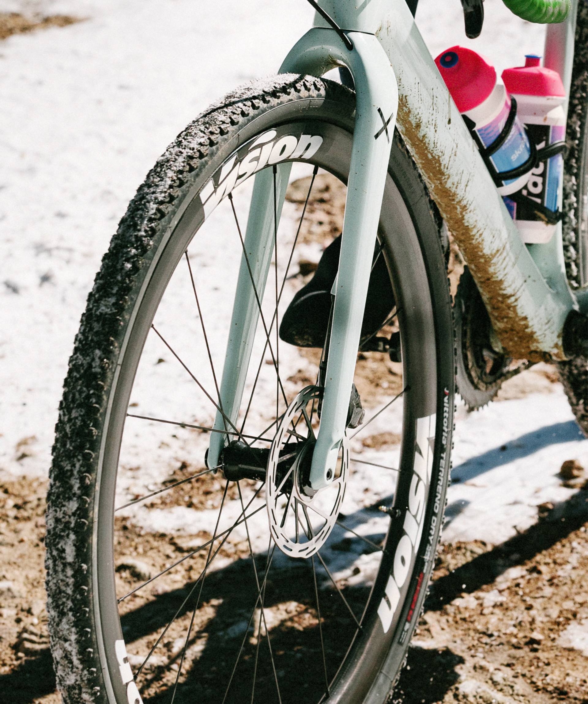 a bicycle with a white frame